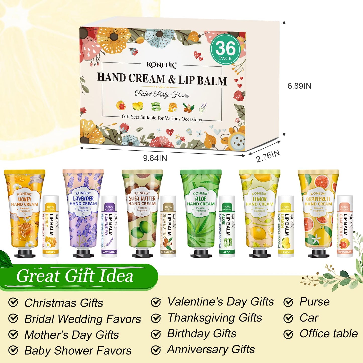 36 Pack Hand Cream Bulk and Lip Balm Bulk Sets, Bridesmaid Gifts, Thank You Gifts and Bridal Shower Gifts for Guests with Thank You Card Organza Bags, Birthday Gifts, Bulk Gifts, Small Gifts for Women