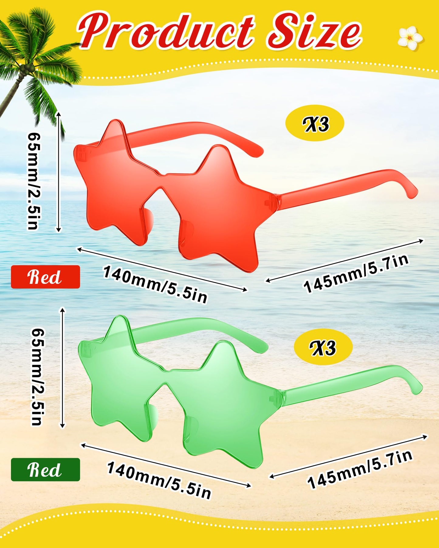 Mepase 18 Pcs Christmas in July Party Supplies Christmas Santa Hats Hawaiian Flower Leis Star Glasses for Adults Summer Party