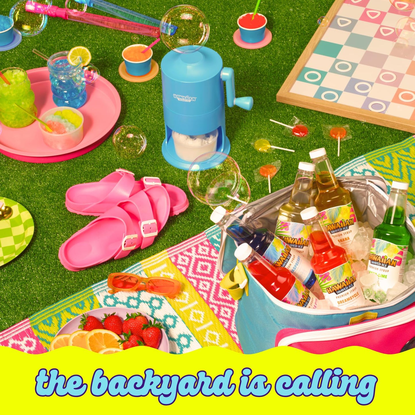 Hawaiian Shaved Ice S700 Snow Cone Machine Kit with 6 - 16oz. Syrups: Cherry, Grape, Blue Raspberry, Tiger’s Blood, Lemon-Lime, Pina Colada, 25 Snow Cone Cups, 25 Spoon Straws, and 6 Pouring Spouts