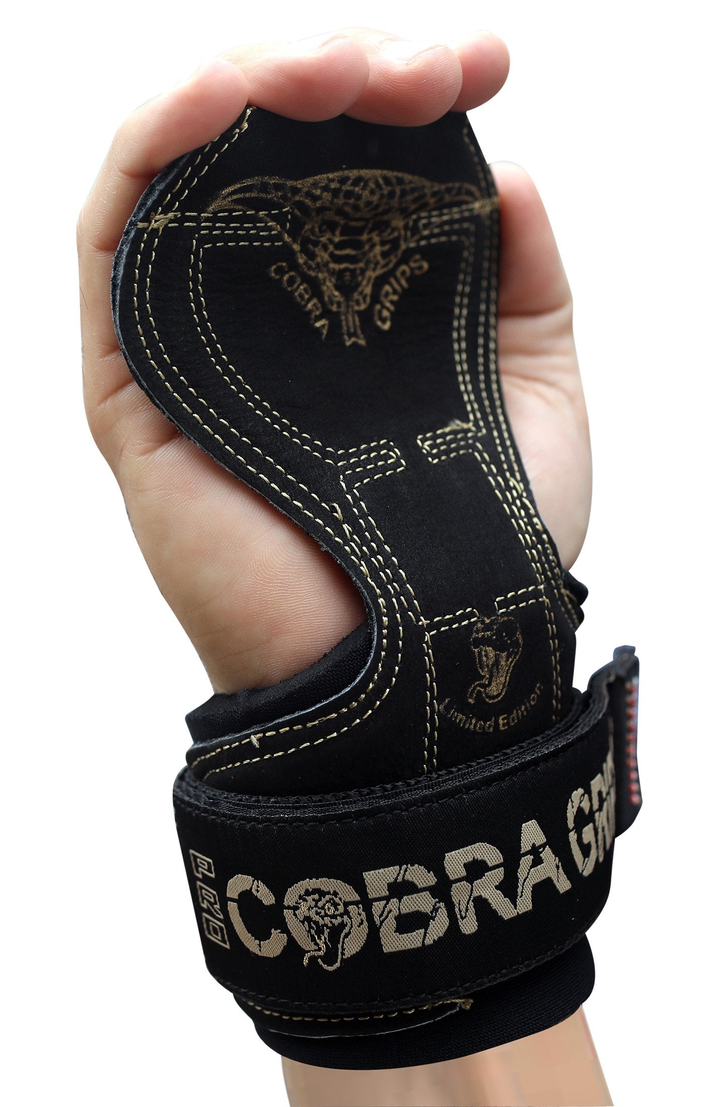 Cobra Grips PRO Weight Lifting Gloves Heavy Duty Straps Alternative to Power Lifting Hooks for Deadlifts with Built in Adjustable Neoprene Padded Wrist Wrap Support Bodybuilding (PRO Black Leather)