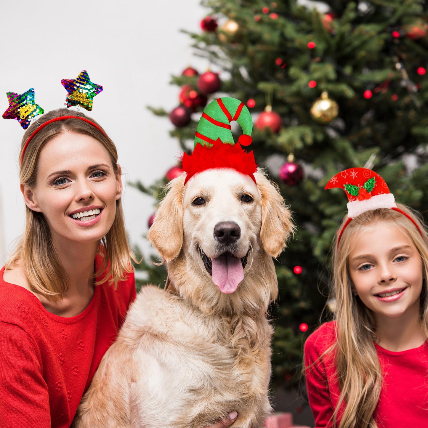 HOVACY 30 PCS Christmas Headbands, 15 Styles Christmas Headwear, Reindeer Antler Headbands, Santa Claus Xmas Tree Headpieces, Party Supplies, Christmas Decor for Womens Kids Adult