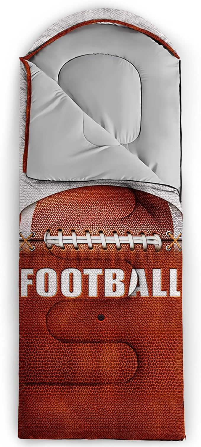 BSNTHO Football Camping Sleeping Bags,3 Season Warm & Cool Weather,Lightweight,Waterproof Sleeping Bags for Adults & Kids,Traveling,and Outdoors,Camping Gear Equipment,31x90inch