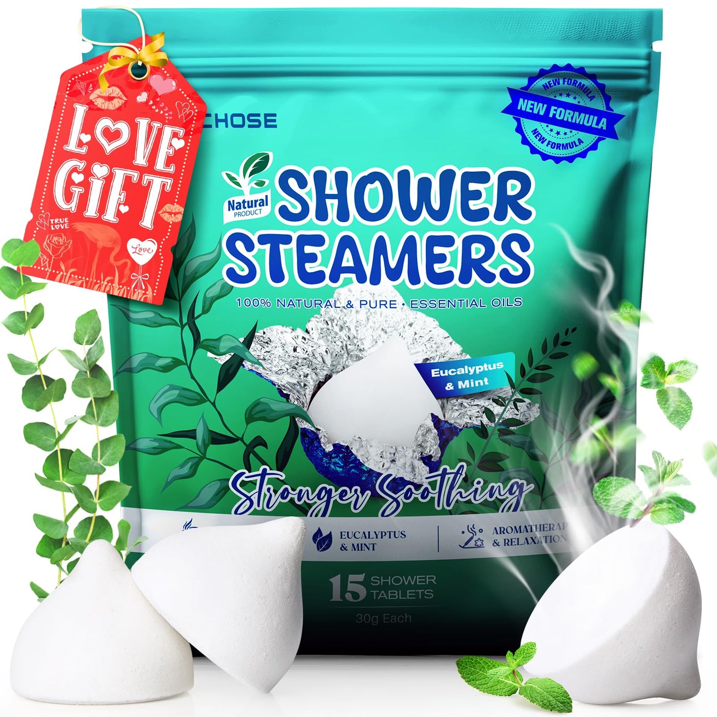 POPCHOSE Shower Steamers Aromatherapy - Eucalyptus for Shower, Stress Relief & Self Care- Home SPA Gifts, Birthday Gift for Women & Men, Shower Steamers for Sinus Relief, Quick Relief Nasal Congestion