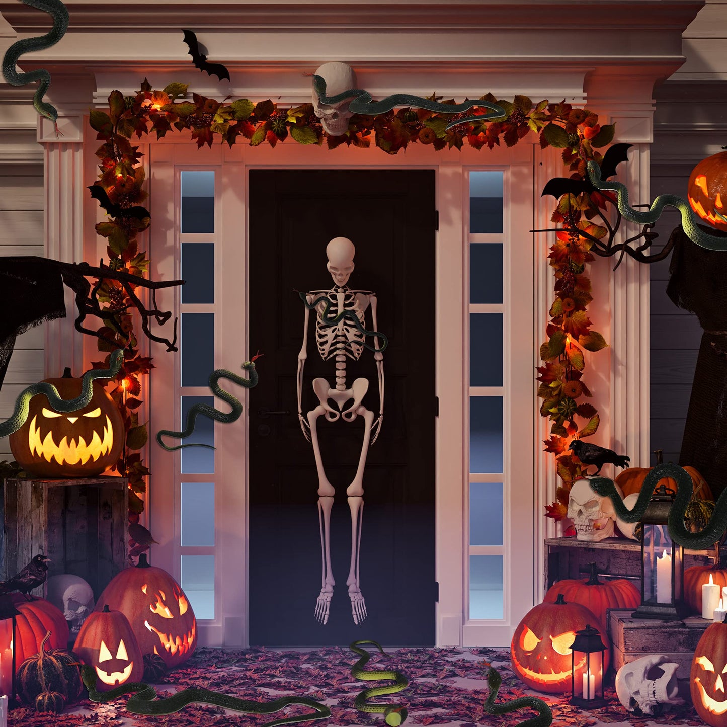 Haconba 20 Pack Realistic Rubber Snakes Plastic Snake Toys Fake Snakes for Party Favors Halloween Decoration Gag Toys, Prank and Prop 17.7 inch