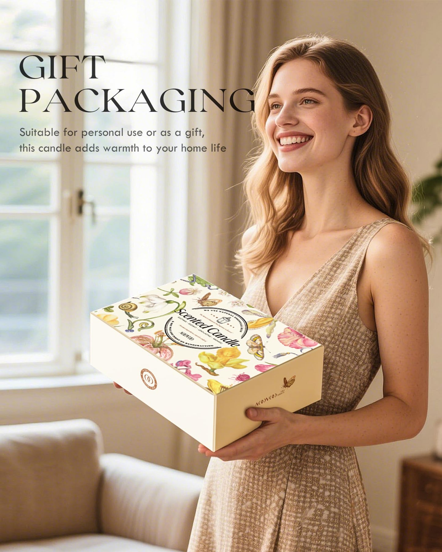 AOOVOO Fall Candles - 6 PC Scented Candle Set, 42 oz Soy Candles for Home Scented, Apple Pie/Cinnamon Roll/Cinnamon Apple/Pumpkin Nutmeg Pie/Pumpkin Spice/Baking Spice