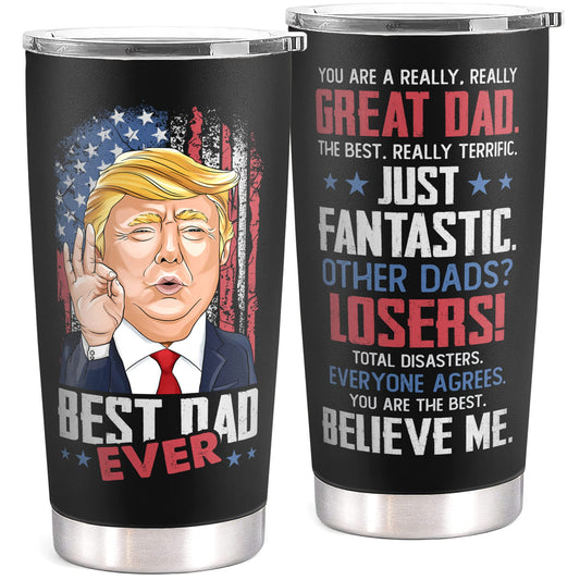 Mocosweeties Gifts for Dad from Daughter, Son - Birthday, Fathers Day, Christmas Gifts for Dad - Christmas Father Gift Ideas - New Papa Daddy Stepdad Gift Ideas for Men - 20 Oz Black Tumbler
