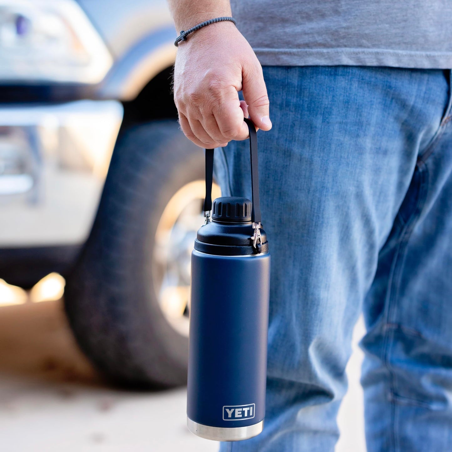 Ryan & Rose Water Bottle Handle - Silicone Water Bottle Sling, Carrier, Holder with Strap Compatible Stanley Cup Accessories (Flat Black)