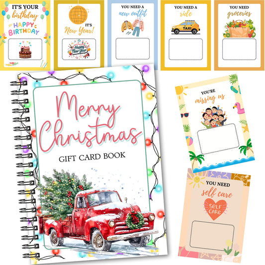 Merry Christmas Gift Card Book, Greeting Card Holder Organizer 5''x7'' Booklet for College Student (Christmas Car)