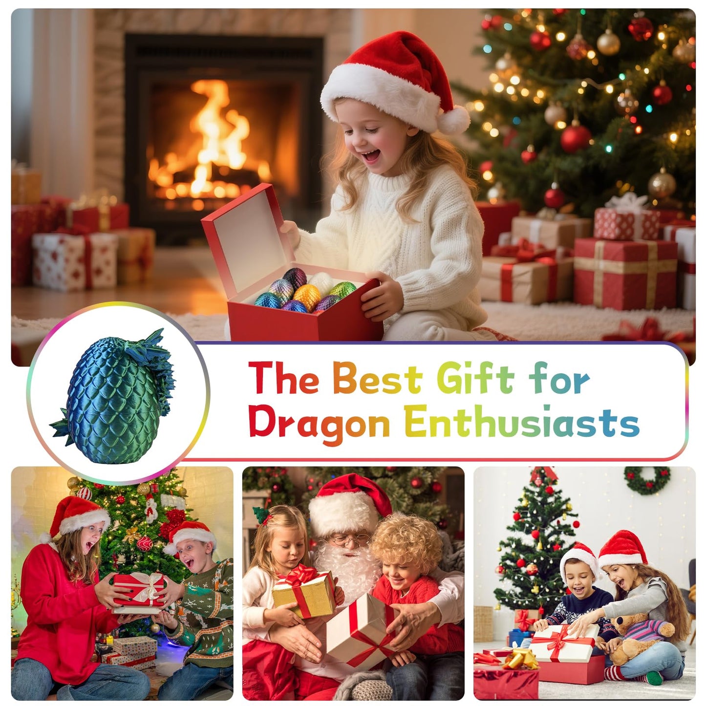 12PCS 3D Printed Dragon Eggs with Dragon Inside, Mini Dragon Egg Set, Articulated Crystal Dragon Fidget Toy for for Kids & Adults Gifts Christmas Ornament & Stocking Stuffers