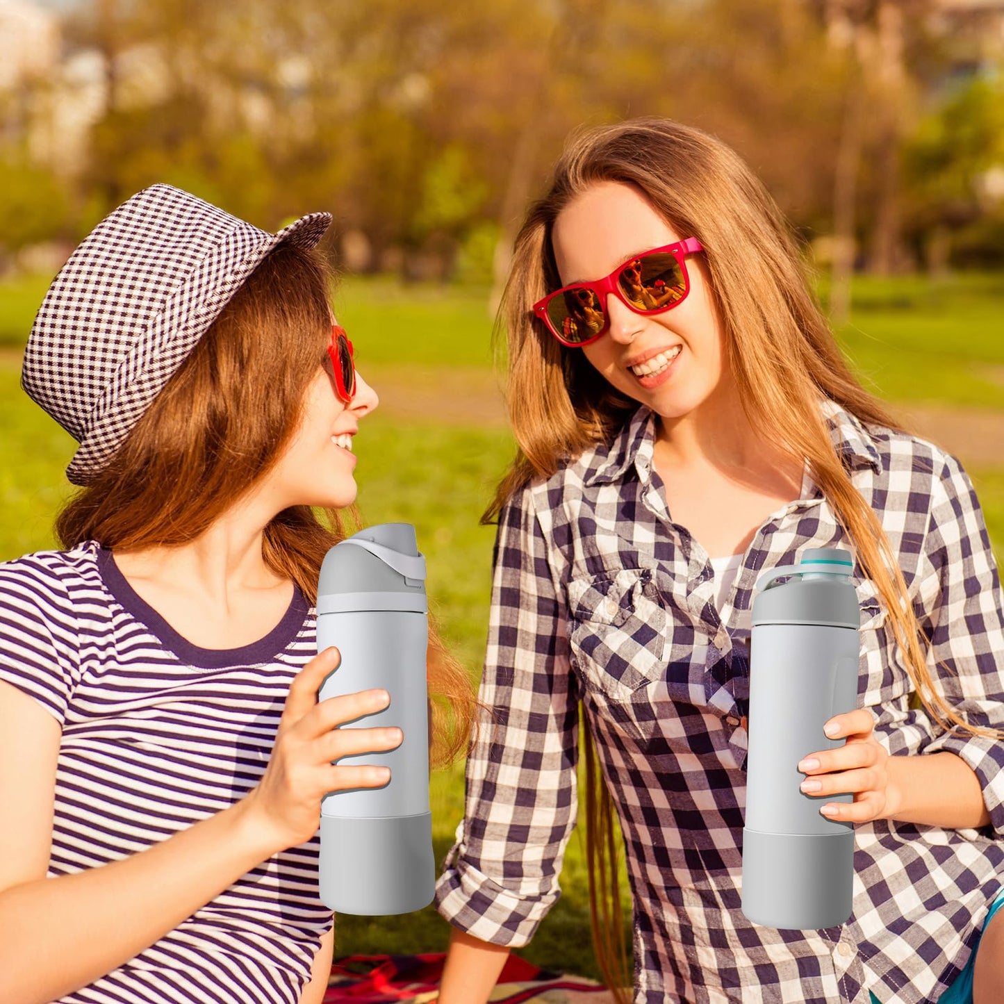 Comheral 2PCS Silicone Water Bottle Boot for Owala 24oz, Anti-Slip Protective Sleeve Bottom Bumper for FreeSip, Twist, and Flip Stainless Steel Bottles, Dishwasher Safe and BPA Free(Gray)