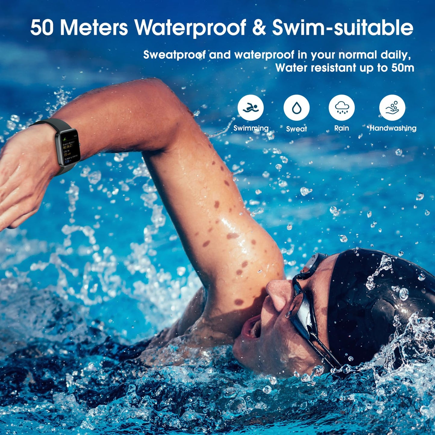 TYKOIT Smart Watch, Fitness Tracker with Heart Rate Monitor, Blood Oxygen, Sleep Tracker, 41mm Touchscreen Smartwatch for Android iOS Swimming Waterproof Pedometer Step Calories Tracker for Women Men