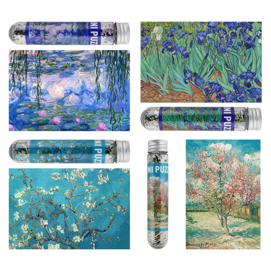 MISITU Small Jigsaw Puzzles for Adults Challenging Puzzle Small Puzzles Mini Jigsaw Puzzles for Adults 150 Pieces Micro Tiny Puzzle Van Gogh Art Puzzles Travel Puzzle 6 x 4 Inch 4 Packs