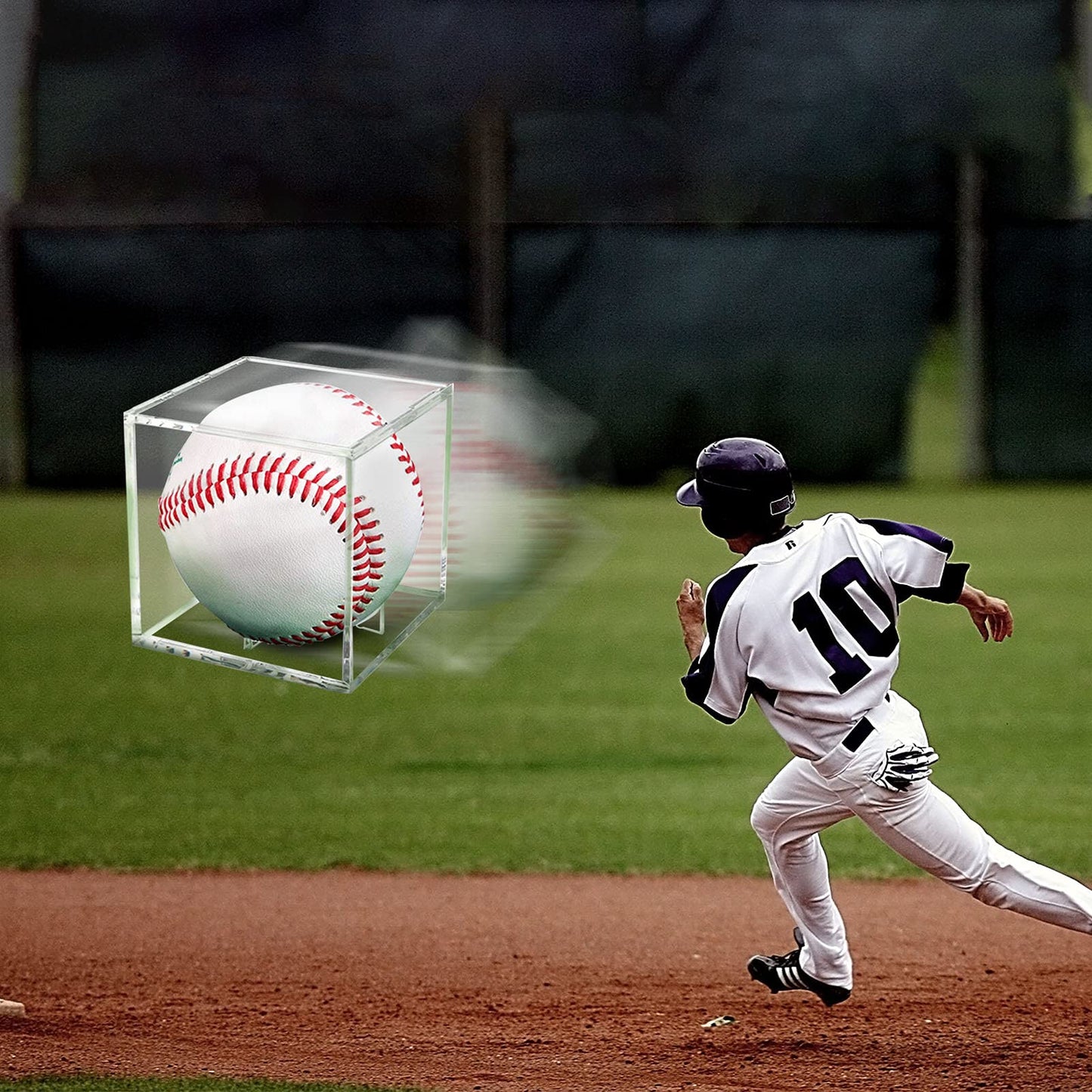 4 Pack Baseball Display Case UV Protected Acrylic Clear Baseball Holder Square Cube Ball Protector Memorabilia Autograph Display Box for Official Size Baseball, Clear