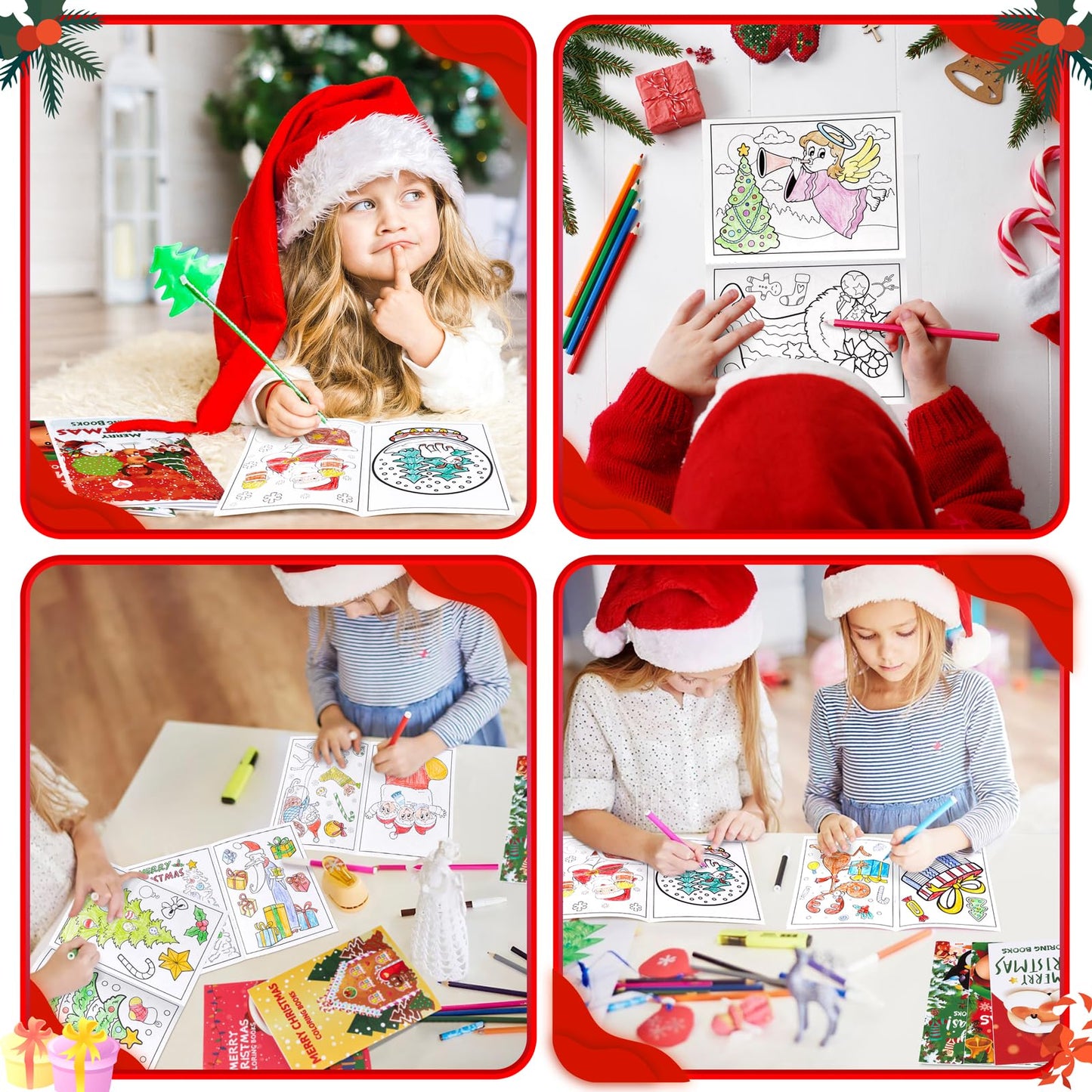 90shine 54Pcs Christmas Coloring Books for Kids Bulk: Xmas Stockings Goodie Bags Stuffers Winter Party Favors Gifts Holiday Class Activity Supplies