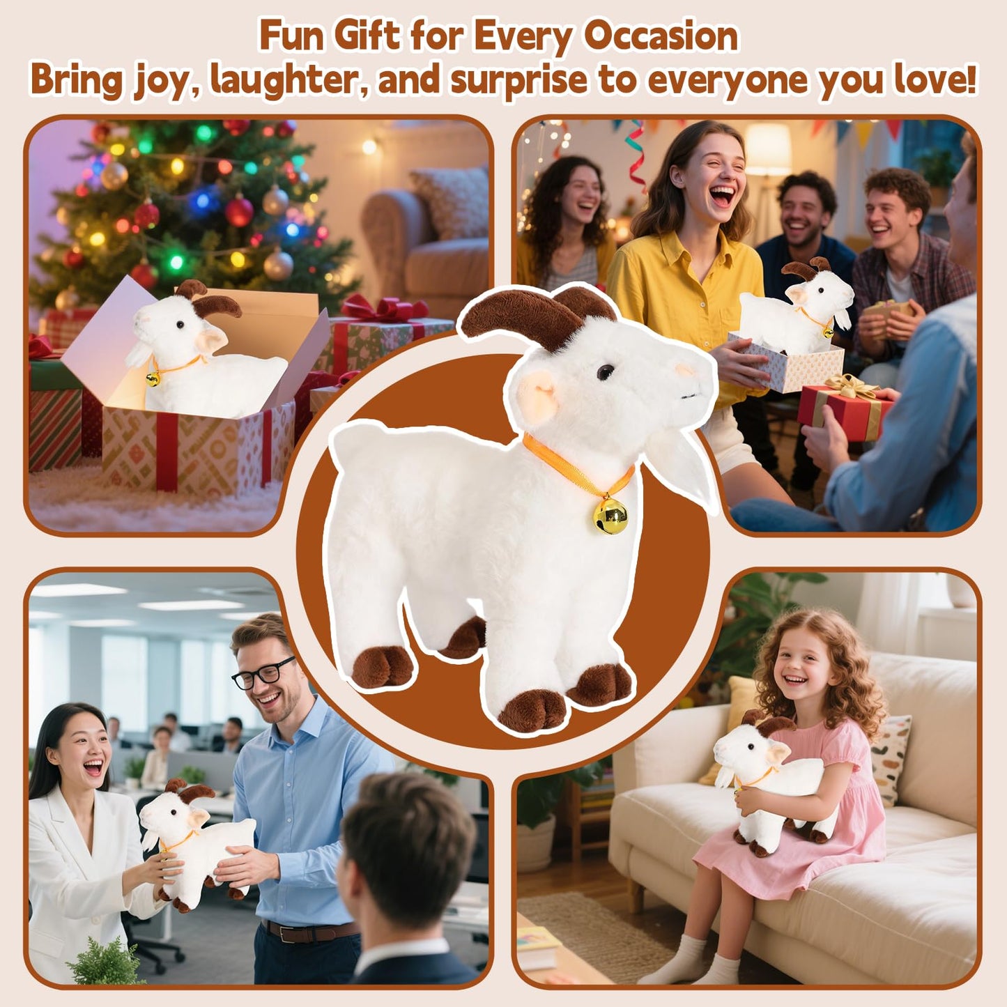 Freetoes Screaming Goat Toy,Goat Stuffed Animal Plush Desk Toy,Makes Fun Screaming Goats Sounds,Funny Gag Gifts for Men Women,Weird Things Office Pranks Stuff for Adults,Prank Noise Maker