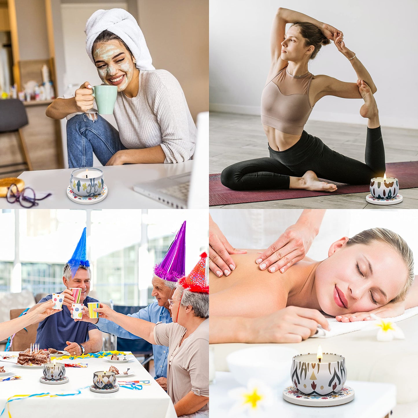 Scented Candles Gift Set,10 Pack Candles for Home Scented,250 Hour Long Lasting Soy Candle with Two Coasters, Birthday Gifts for Women, Aromatherapy Candle for Stress Relief, Relaxation, Bath, Yoga