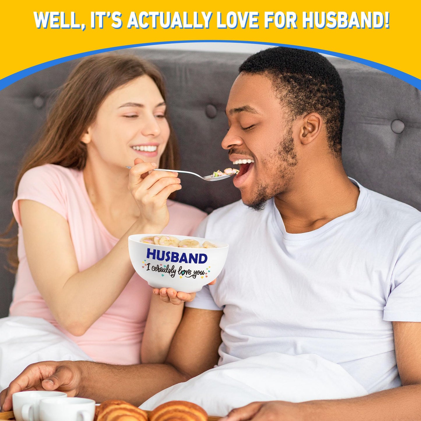 BackURyear Husband Gifts from Wife, Best Wedding Anniversary Christmas Birthday Gift for Him Men from Wife, Husband I Cerealsly Love You, Romantic Cereal Bowl Presents Box