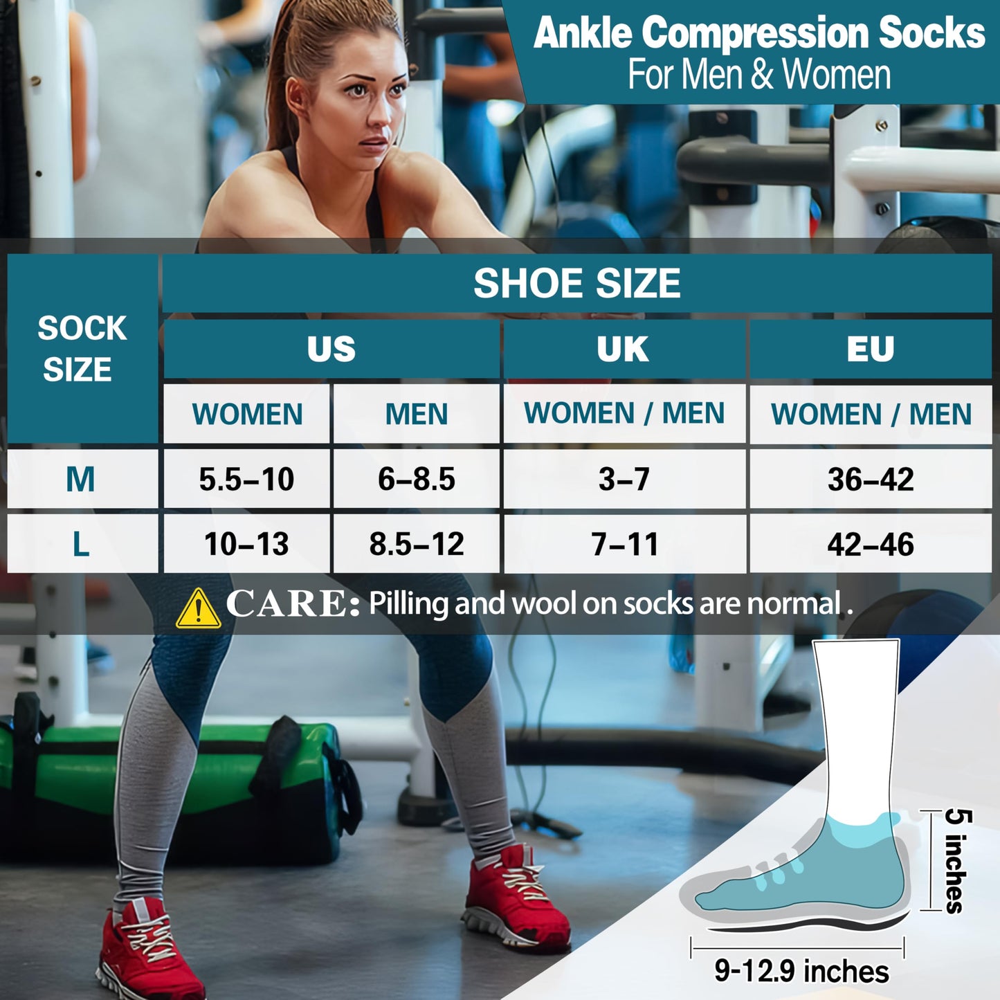 EBMORE Merino Wool Ankle Hiking Socks Compression Warm Winter Thermal Thick Cushion No Show Running Moisture Wicking Socks Gifts Stocking Stuffers for Women 6 Pairs(Colorful Mix,L)