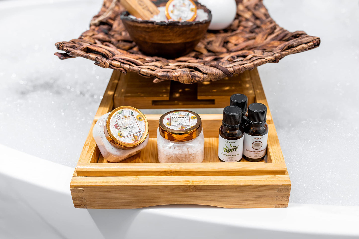 LOVERY Vanilla Coconut Bath & Spa Gift Set, 13pc Spa Gift Basket, Gifts for Women & Men, Bath Bomb, Body Lotion, Bubble Bath & More