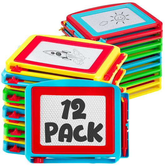 Bedwina Magnetic Drawing Board for Kids - (Pack of 12) Erasable Doodle Sketch Tablet and Travel Drawing Pad for Kids Boys and Girls, Birthday Party Favors and Party Stocking Stuffers for Kids