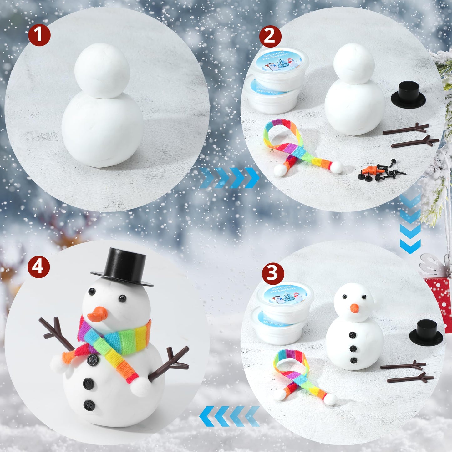 ARTPAR 20 Pack Modeling Clay DIY Snowman Kit,Air Dry Clay Snowman Crafts for Kids,Christmas Stocking Stuffers for Kids,Christmas Crafts Xmas Gift