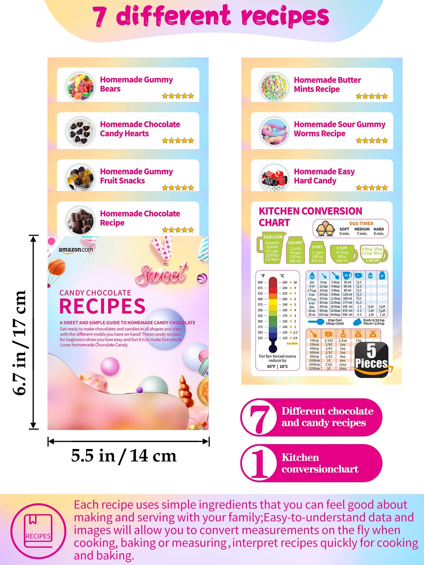 117Pcs Silicone Gummy Bear Molds Kit with 100 Wrappers, 5 Recipe Cards, 4 Droppers & 2 Brushes,Non-Stick Candy Mold for DIY Chocolate, Gummy Bears, Party Favors (Dinosaur, Bear, Fruits, Donut Shapes)