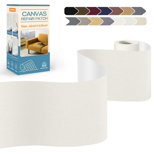 KING MOUNTAIN Canvas Repair Tape,Outdoor Gear Patch, 4×63 Inches,Waterproof,Self-Adhesive for Repairing Boat Covers,Sun Shades,Sofas,Tents,Lounge Chairs,Awnings (Off White)
