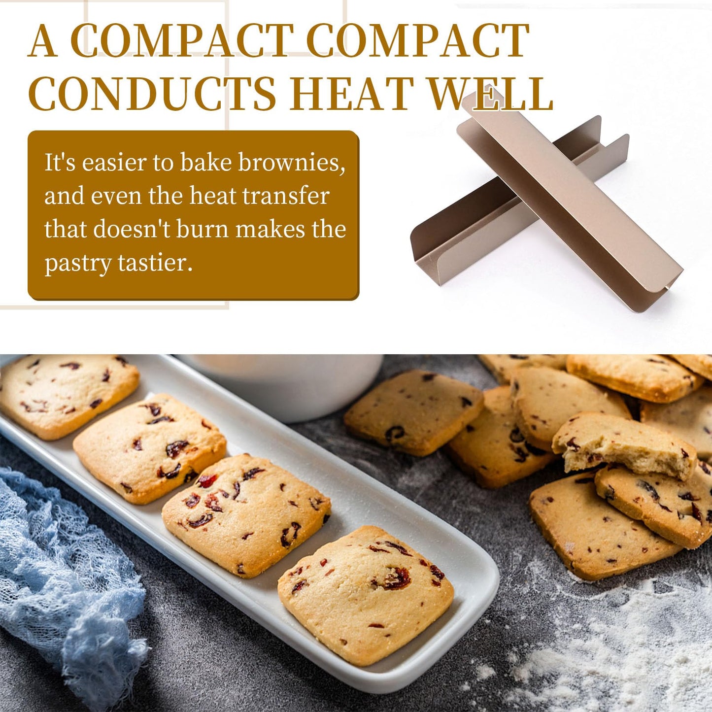 4PCS Cookie Cutter Long Non- Stick, Rectangle Cookie Cutters, Carbon Steel Cookie Mold, U Shape Biscuit Cake Bread Mold for Baking Fondant Baguette Dessert, 9.5"x1.8"x1.6"