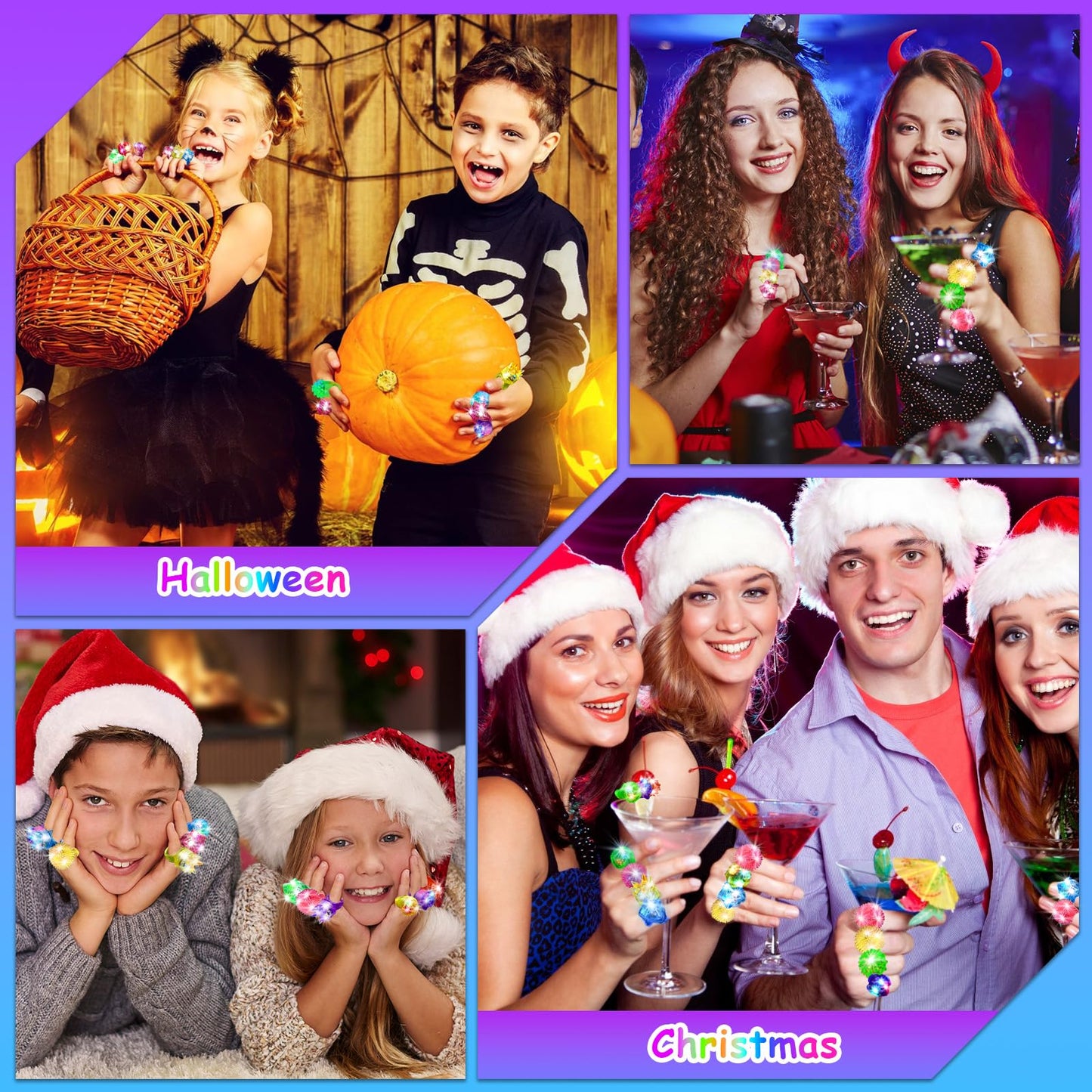 OLUPP 100 Pack LED Light Up Rings, Glow in the Dark Party Supplies, 6 Style Flashing Glow in the Dark Rings for Adults & Kids Birthday Party Favors,Classroom Prizes,Concert,Goodie Bag Fillers, Raves