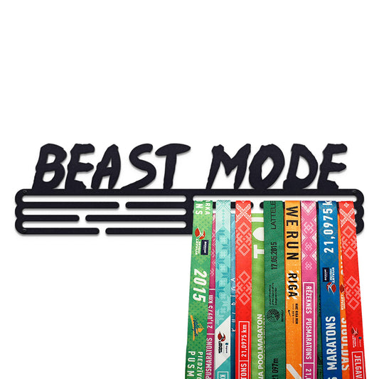 Sports Medal Hanger Display Race BEAST MODE V2 | Black Race Medal Holder Awards Wall Mount | Running Marathon Race Medal Display for Wall | Steel medal holder for wall holds up to 48 Medals