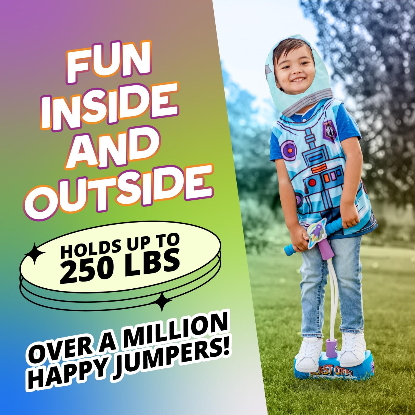 Flybar My First Foam Pogo Jumper for Kids Fun and Safe Pogo Stick for Toddlers, Durable Foam and Bungee Jumper for Ages 3 and up, Supports up to 250lbs, Rocket