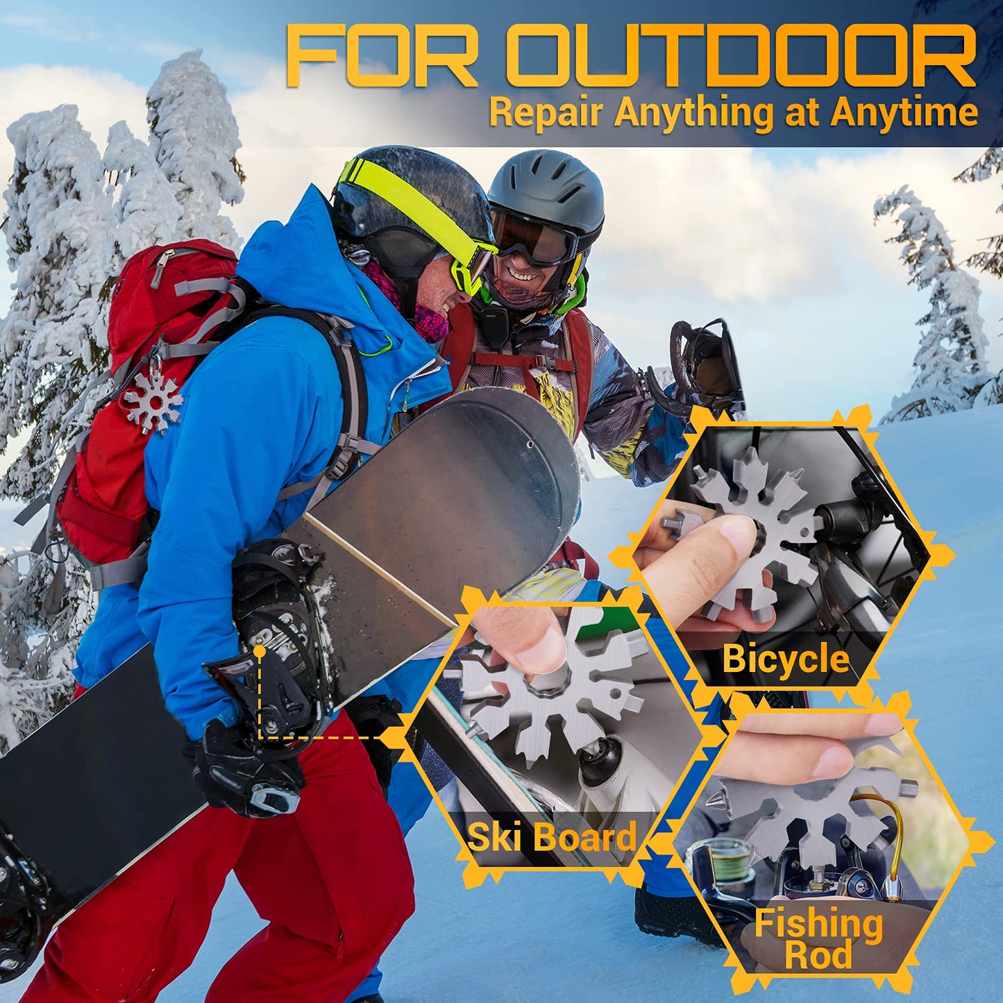 Snowflake Multi Tools Gifts for Men - Stocking Stuffers for Men Dad Teens Women 20-in-1 Pocket Size Portable Cool Gadgets with Screwdriver Bottle Opener Unique Mini Tool Christmas Birthday Gift, 2Pack