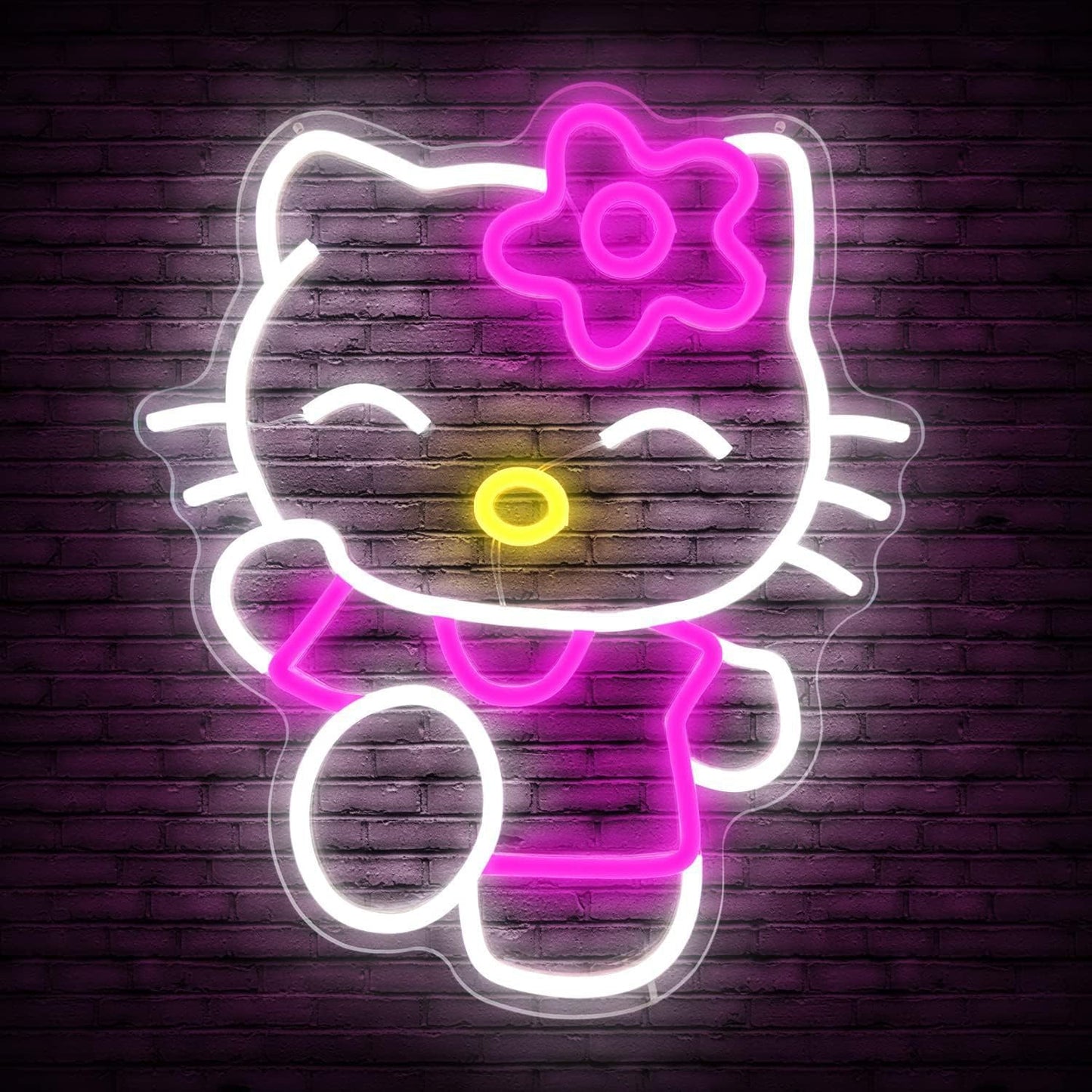For Kitty Neon Sign Dimmable Kitty Signs Kawaii Cat Anime Neon Led Sign Room Decor Lights for Girl's Room Child Bedroom Birthday Halloween Christmas Gift 14.7’’x12.5’’