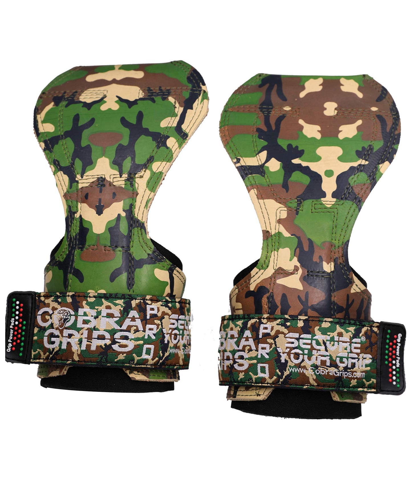 Cobra Grips PRO Weight Lifting Gloves Heavy Duty Straps Alternative Power Lifting Hooks Best for Deadlifts Adjustable Neoprene Padded Wrist Wraps Support Bodybuilding (PRO Green CAMO Rubber)