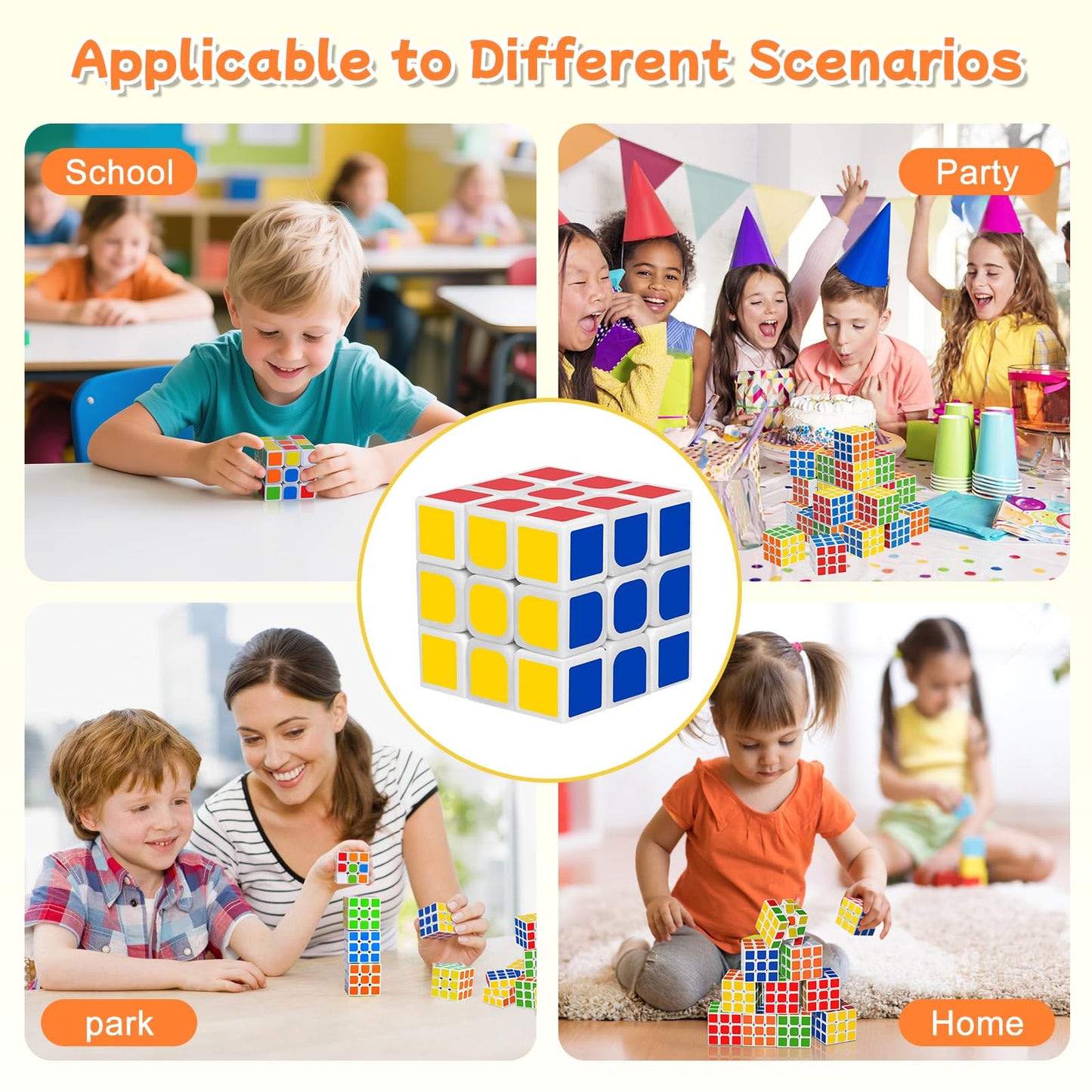 48 Pack Mini Puzzle Cubes Party Favors for Kids, 3x3 Mini Magic Cube Puzzle Prize Set for Kids School Rewards, 1.18inch Bulk Small Toys for Party, Birthday, Christmas Stocking