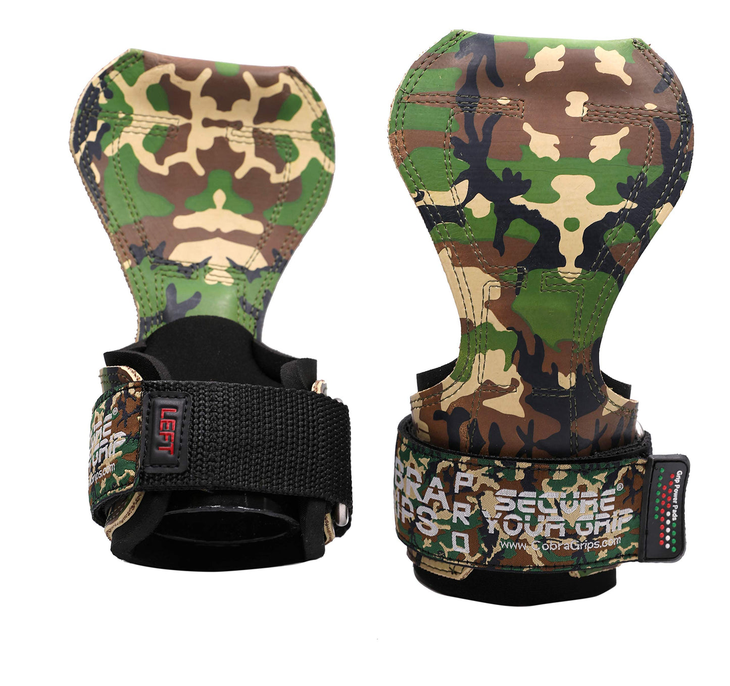 Cobra Grips PRO Weight Lifting Gloves Heavy Duty Straps Alternative Power Lifting Hooks Best for Deadlifts Adjustable Neoprene Padded Wrist Wraps Support Bodybuilding (PRO Green CAMO Rubber)