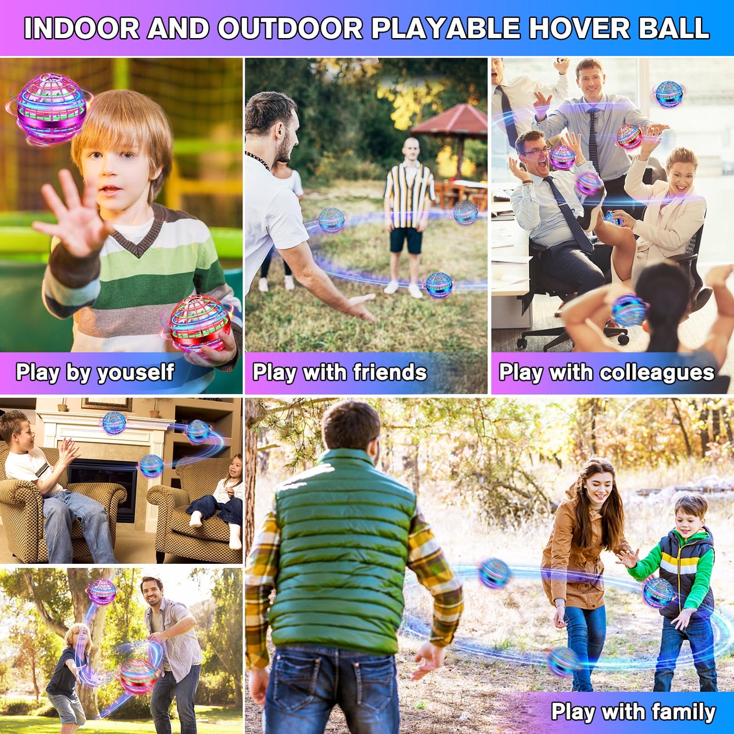 Flying Orb Ball,Galactic Fidget Spinner Hover Ball,Flying Spinner Mini Drone Toy,Hand Controlled Boomerang Hover Ball,Cool Toys Birthday for Kids Adult Indoor Outdoor Toys(Red)