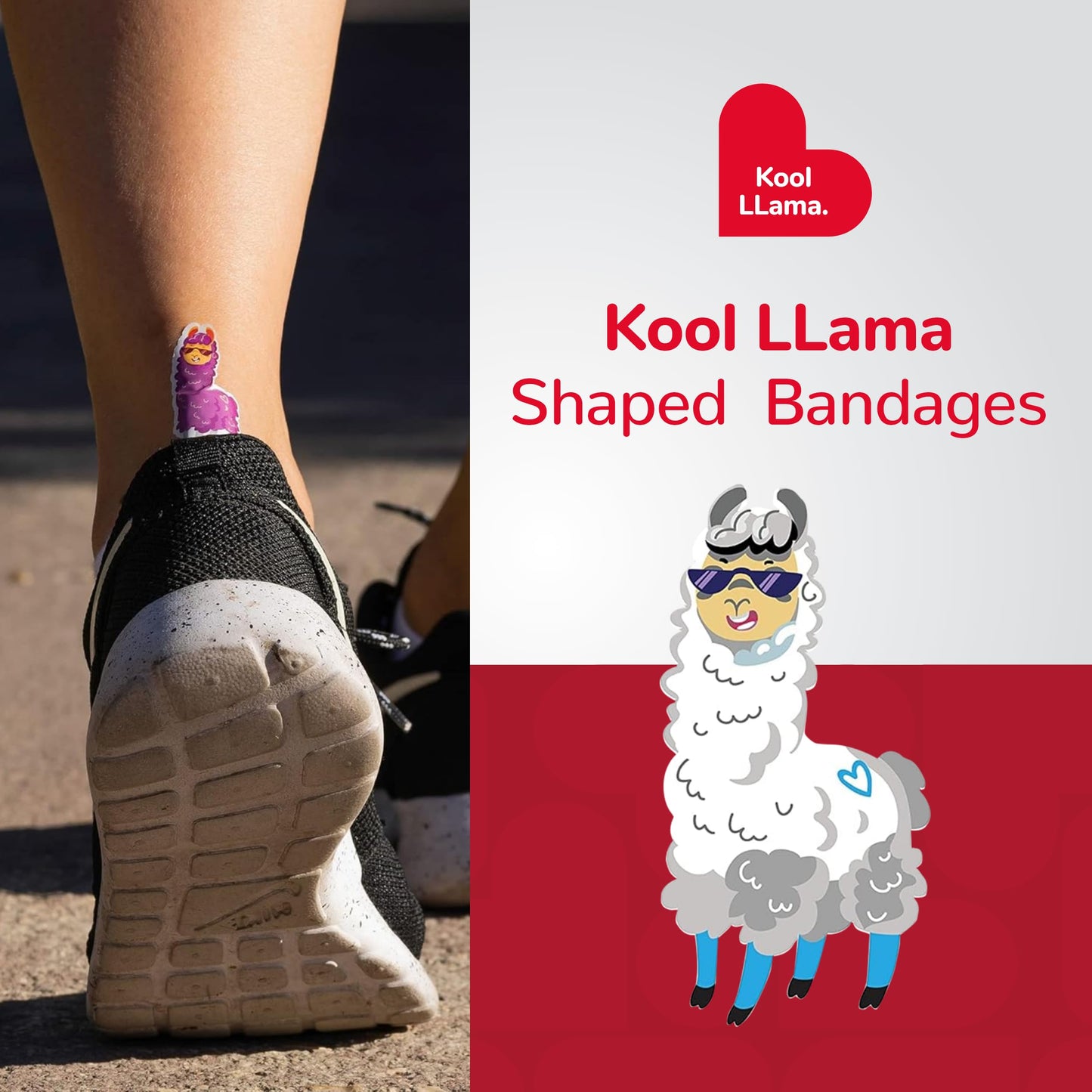 BioSwiss Bandages, Llama Shaped Self Adhesive Bandage, Latex Free Sterile Wound Care, 24 Count
