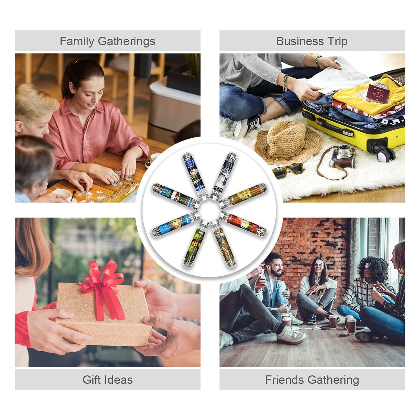 Mini Jigsaw Puzzles for Adults 234 Pieces - Test Tube Puzzle Challenging Micro Jigsaw - Difficult Tiny Home Decor Entertainment 6x4in (8 Pack-3)