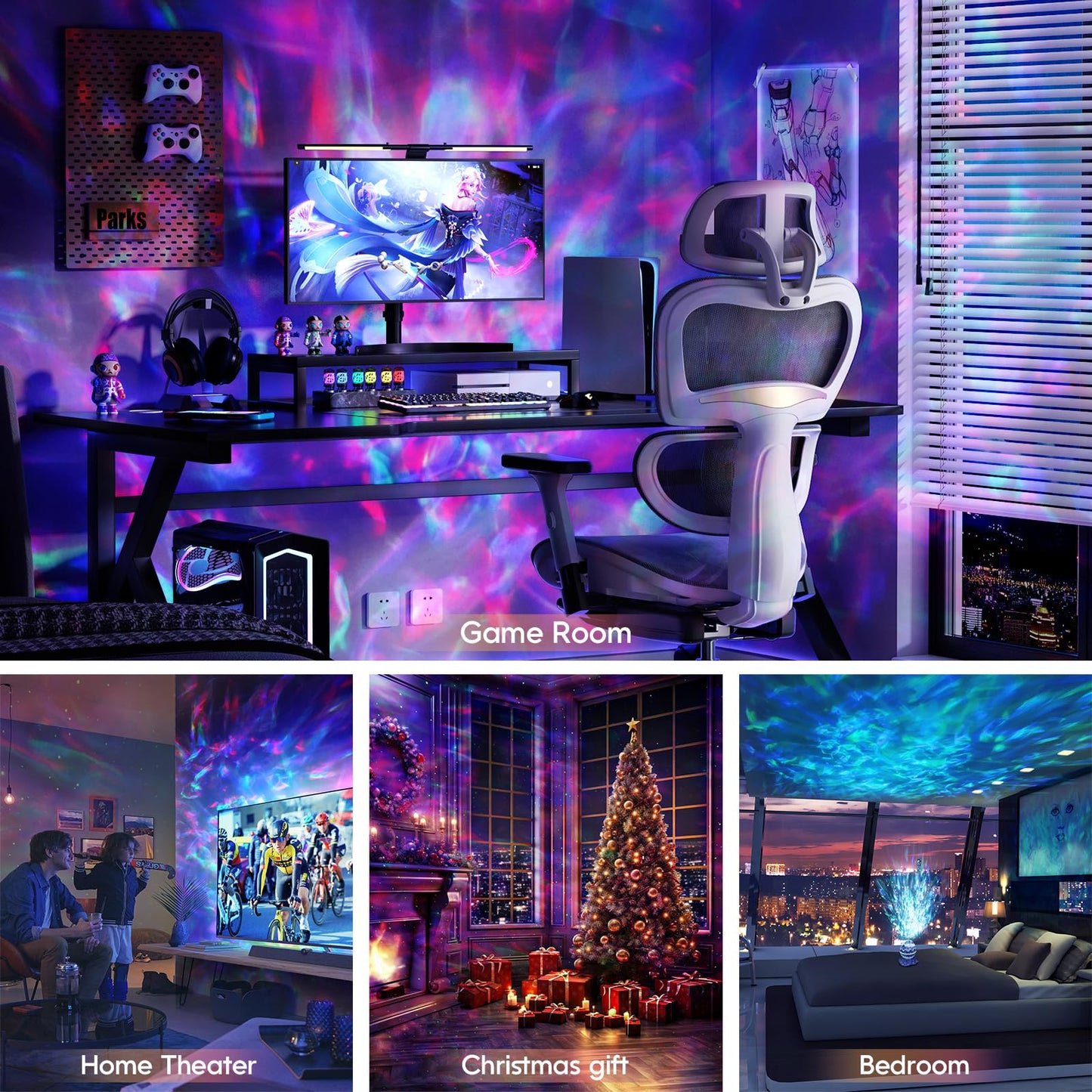 Rossetta Star Projector, Galaxy Projector LED Lights for Bedroom, Remote Control & White Noise Bluetooth Speaker, Night Light for Kids Room, Adults Home Theater, Christmas, Party, Bedroom Decor