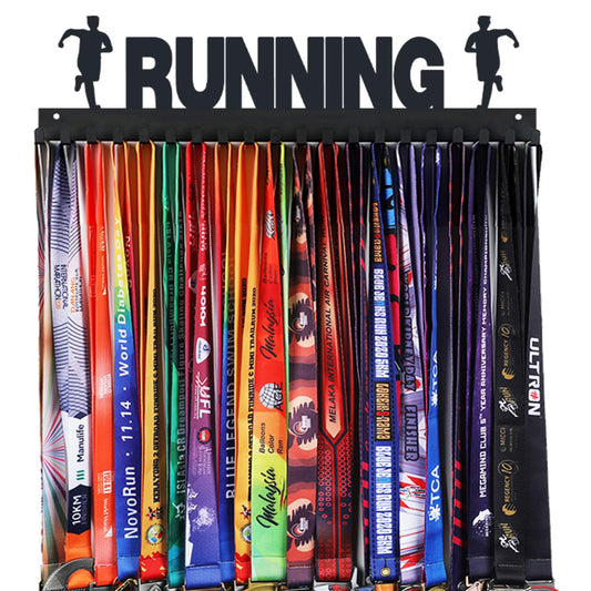 Goutoports Medal Holder Display Hanger Rack Frame for Sport Race Runner-Running Medal Hanger Display-Sturdy Black Steel Metal Over 60 Medals Easy to Install-HOL39