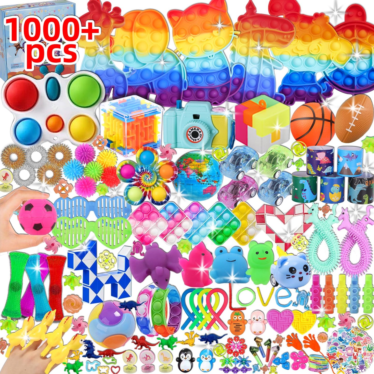 1000Pcs Party Favors for Kids, Fidget Toys Bulk, Birthday Gift Toys, Fidgets Stocking Stuffers, Treasure Box Birthday Party, Goodie Bag Stuffers, Carnival Prizes, Pinata Stuffers, Classroom Prizes