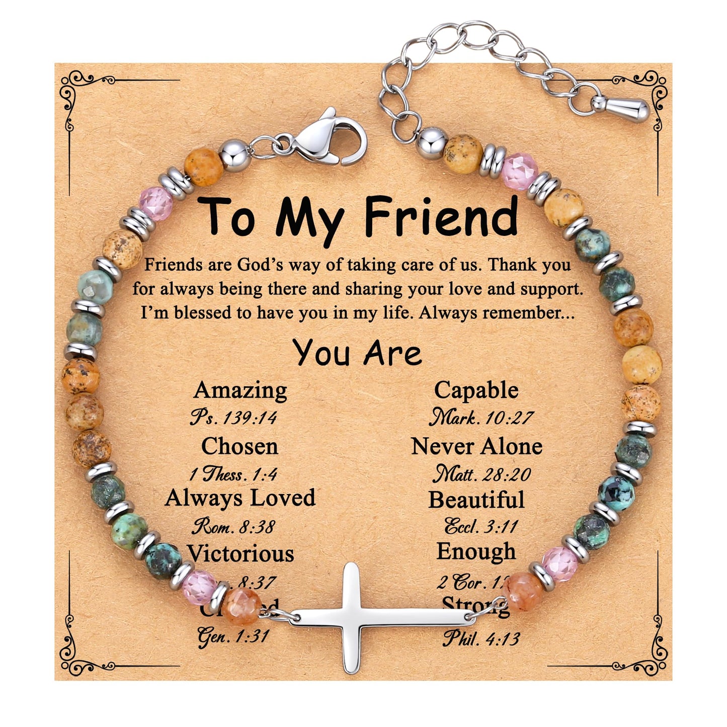 TONY & SANDY Best Friend Friendship Gifts for Women, Christian Cross Bracelet Woman Jewelry, Friendship Bracelets, Best Friend Birthday Christmas Gifts for Women Friends Female Bestie Bff