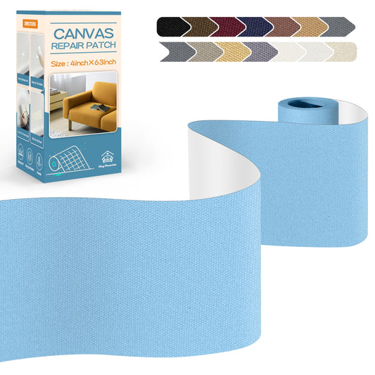 KING MOUNTAIN Canvas Repair Tape,Outdoor Gear Patch, 4×63 Inches,Waterproof,Self-Adhesive for Repairing Boat Covers,Sun Shades,Sofas,Tents,Lounge Chairs,Awnings (Blue)