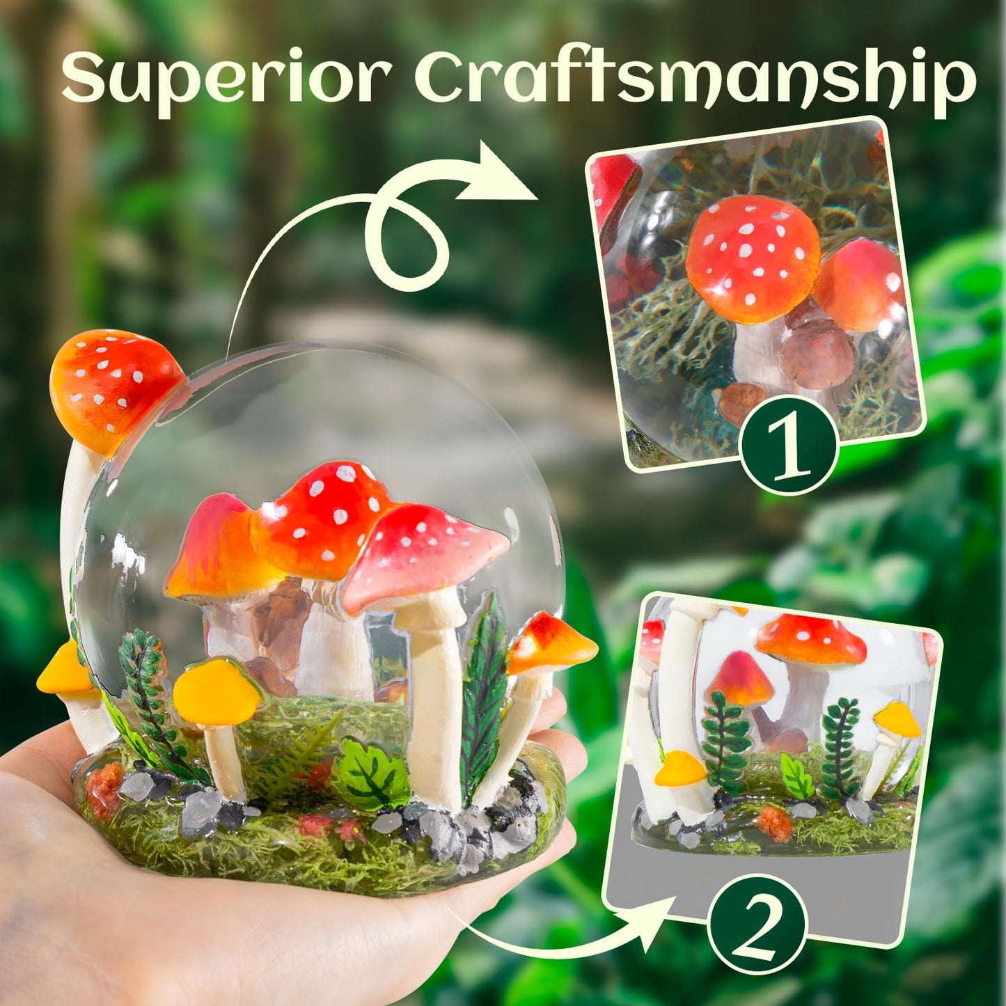 LET’S Resin Crystal Ball Resin Molds, Crystal Orb Decorative Statue Silicone Molds with Mushroom Stand and Bird Figurine,3D Sphere Epoxy Resin Molds for DIY Tabletop Decor, Housewarming Gifts
