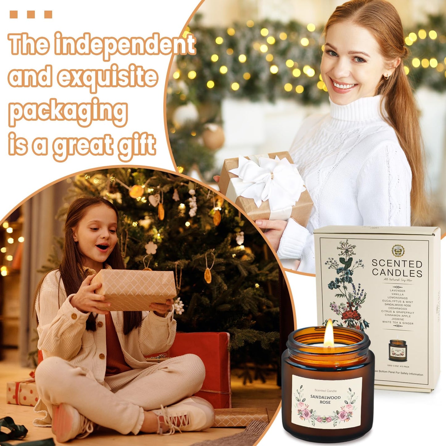 YINUO LIGHT 10 Pack Candles for Home Scented Aromatherapy Candles Gifts Set for Women, Natural Soy Wax Amber Candles Set, Birthday, Mother's Day, Christmas, Anniversary Present