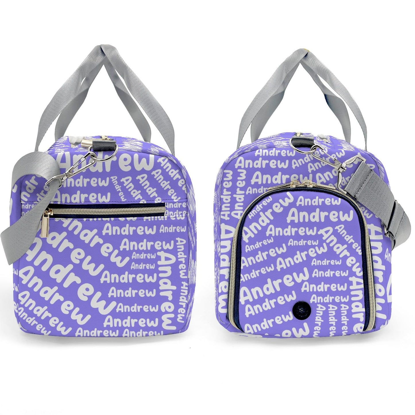 Customized Travel Duffel Bag with Name Weekender Overnight Bags Light Purple Personalized Sports Gym Bag Waterproof Luggage Bag for Women