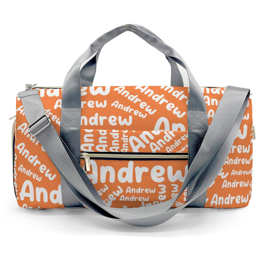Personalized Sports Gym Bag Weekender Overnight Bags Orange Customized Travel Duffel Bag with Name Waterproof Luggage Bag for Women
