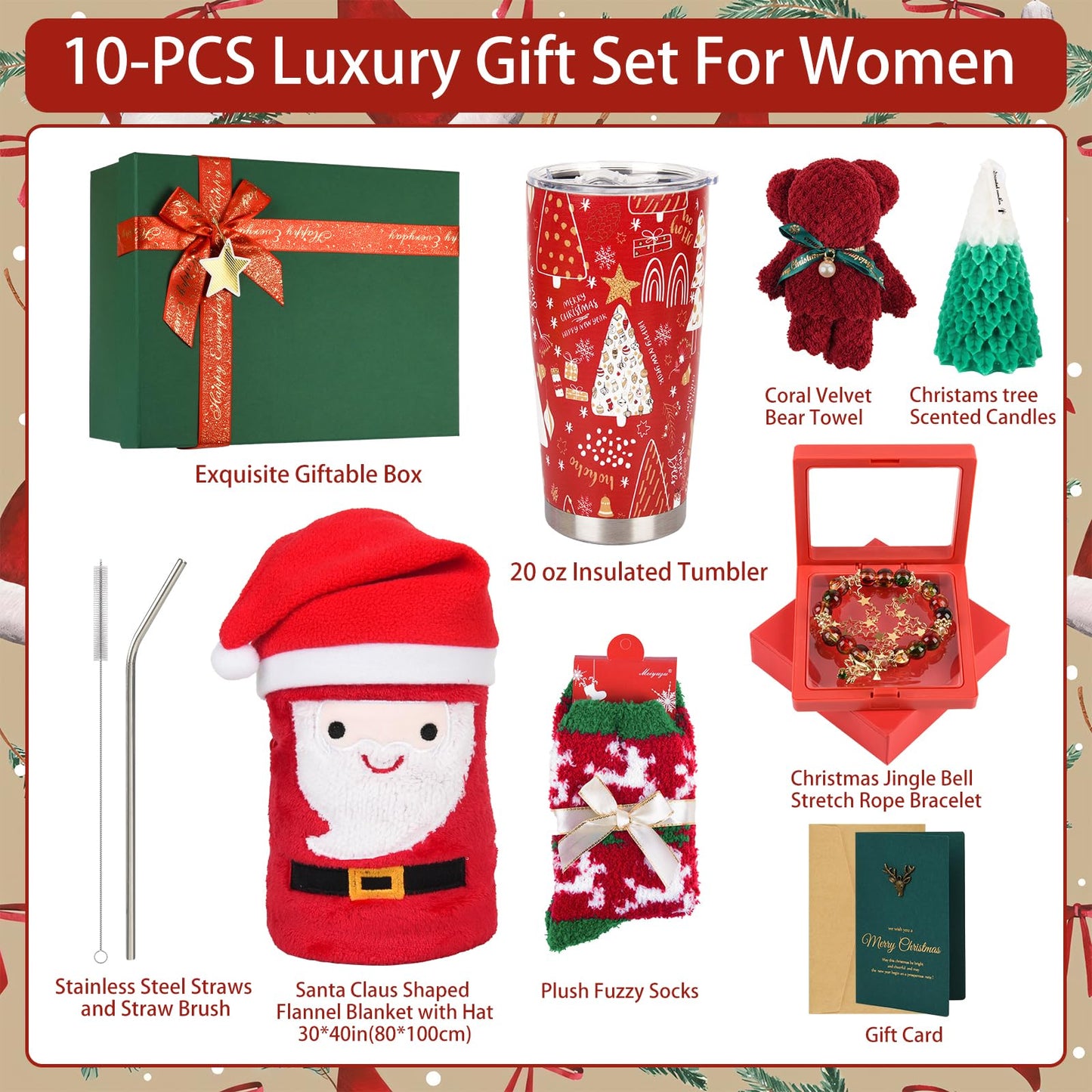 Christmas Gifts, Gift Baskets for Women Men,Unique Christmas Gift Sets Xmas Presents Ideas Box with Tumbler and Blankets for Her Him Mom Coworkers Best Friend Wife Daughter Sister