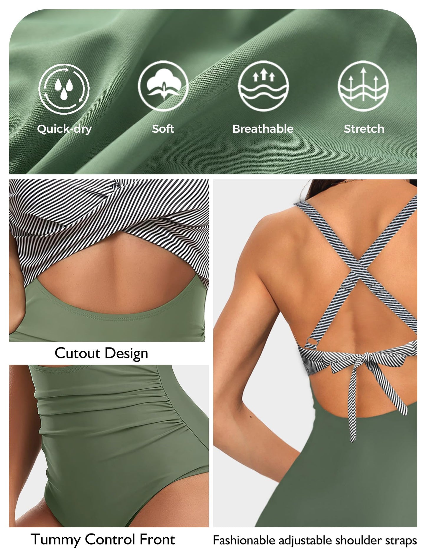 Buauty Women's One Piece Swimsuit Tummy Control Bathing Suits Sexy Cutout Swimwear Full Coverage Swim Suits for Women 2024